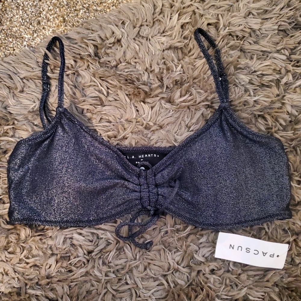 NWT Black Glitter Bikini Top